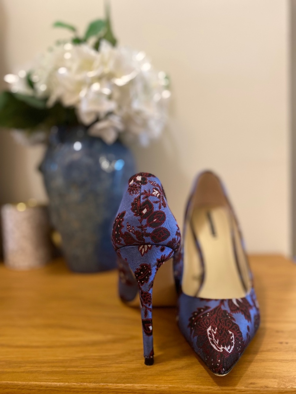 Zara Damask Floral Heels - Size 40